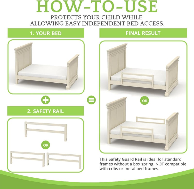 CC KITS Safety Guard Rail for Baby, Kids, and Children - Solid Wood Safety Bed Rail for Toddlers - Easy Installation - Premium Protection for Bunk, Twin, Full, Queen and King Size Beds - (Pearl) - Image 5